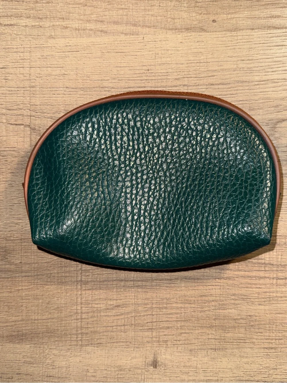 Vintage 3-Piece Nesting Cosmetic Pouch Set - Forest Green & Tan